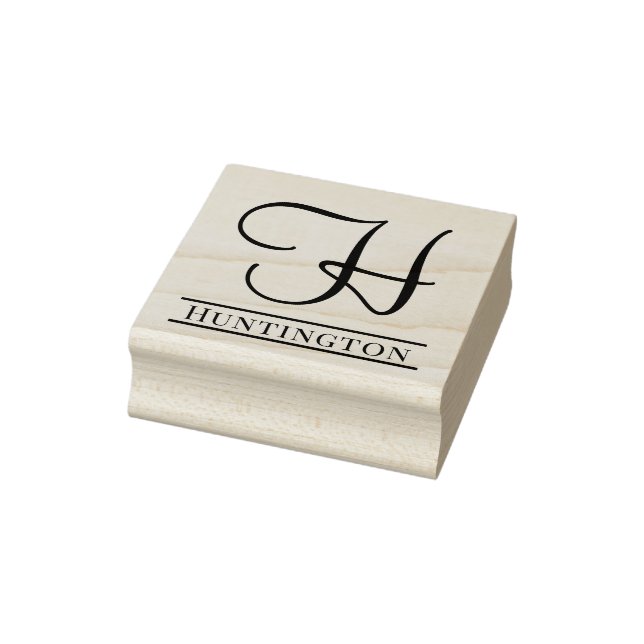 Simple Bold Single Initial Monogram Name #9 Rubber Stamp (Stamp)