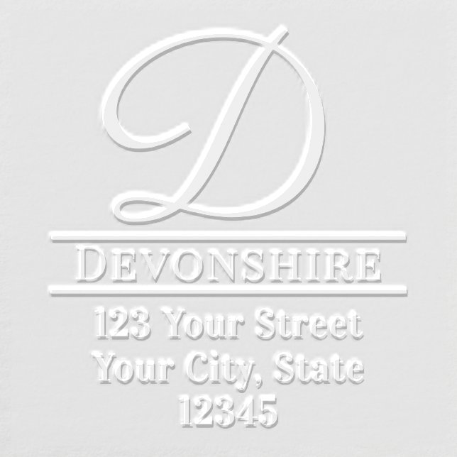 Simple Bold Single Initial Monogrm Name Address #8 Embosser (Design)