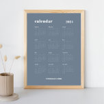 SImple Bold | Slate Grey & White 2024 Calendar Poster<br><div class="desc">Simple and bold. This 2024 calendar design features a modern set of fonts, a full 12 month year, against a slate grey background and white text. The template is available in a 8.5 x 11 inch size for easy printing at home or download as a phone screensaver. Customize to make...</div>