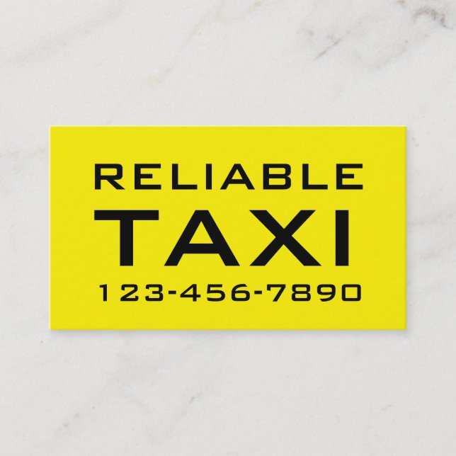 Simple Bold Taxi Business Cards (Front)