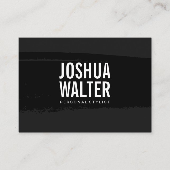 Simple Bold Text Black Brushed Business Card (Front)