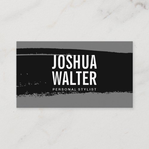 Simple Bold Text Black Gray Brushed Business Card