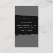 Simple Bold Text Black Gray Brushed Business Card (Back)