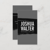 Simple Bold Text Black Gray Brushed Business Card (Front/Back)