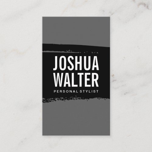 Simple Bold Text Black Gray Brushed Business Card