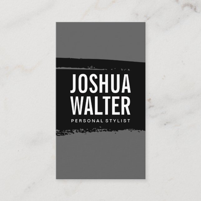 Simple Bold Text Black Gray Brushed Business Card (Front)