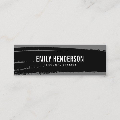 Simple Bold Text Black Gray Brushed Mini Business Card