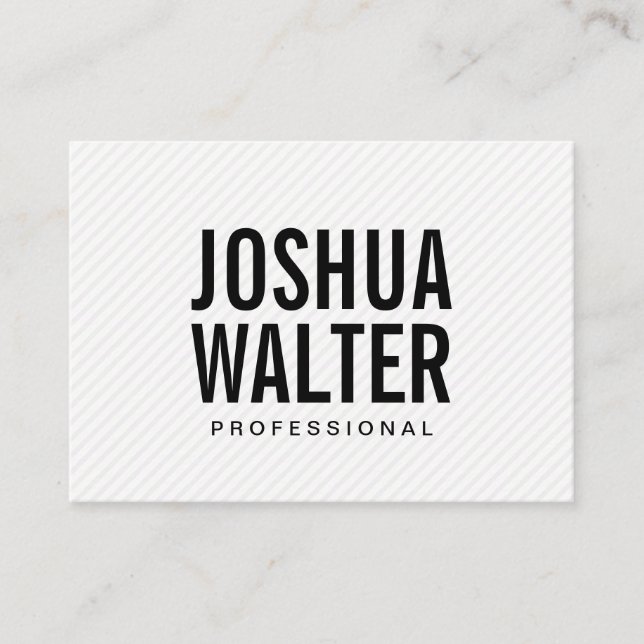 Simple Bold Text with Stripes Business Card (Front)