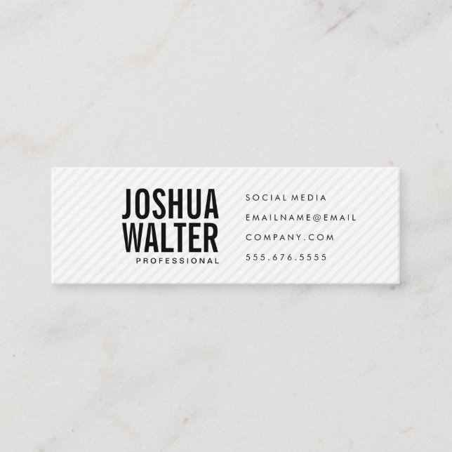 Simple Bold Text with Stripes Mini Business Card (Front)