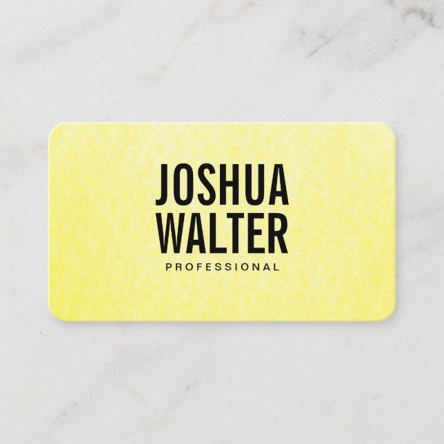 Simple Bold Text Yellow Texture Business Card (Front)