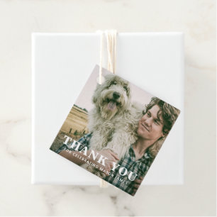 Simple Bold Thank You Guy Photo Graduation Favor Tags
