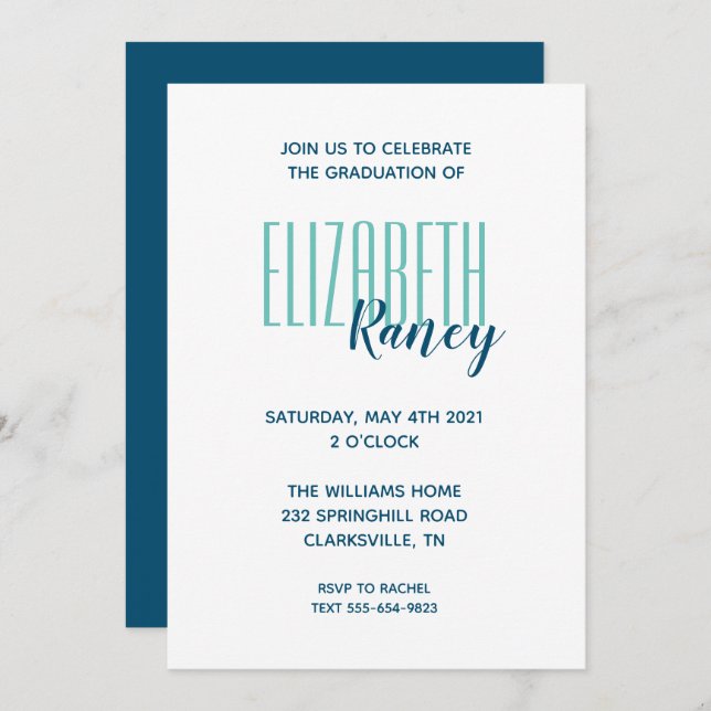 Simple Bold Type Graduation Invitation (Front/Back)