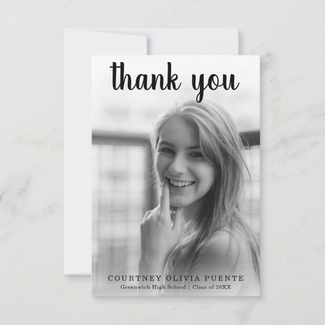 Simple Bold Typography Modern Graduation Thank You Card (Front)