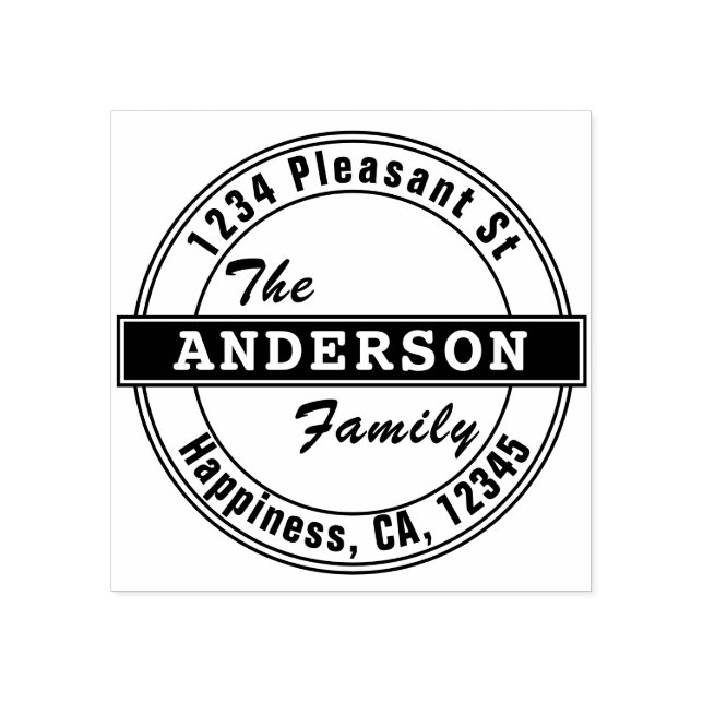Simple Bold Typography Return Address Rubber Stamp (Imprint)