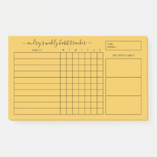 Simple Bold Yellow Weekly Habit Tracker Post-it Notes