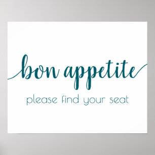 Simple Bon Appetite   Teal Aqua Any Event Sign
