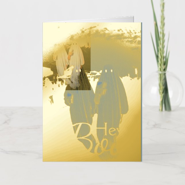Simple Boo Happy Halloween family & friends Photo Foil Holiday Card (Front)