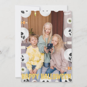 Simple Boo Happy Halloween family & friends Photo Holiday Card