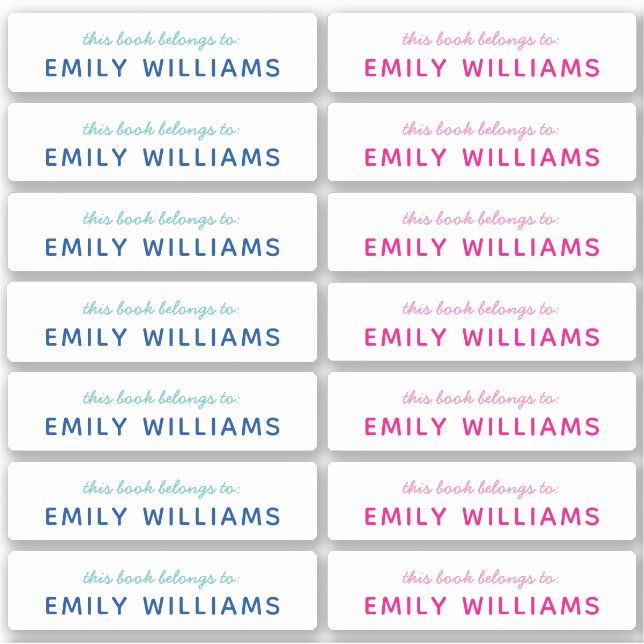 Simple Book Nameplate Name Sticker (Front)