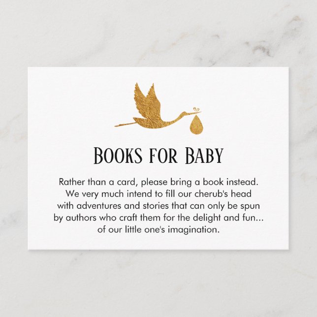 Simple Book Request w/ Gold Stork Insert Cards (Front)
