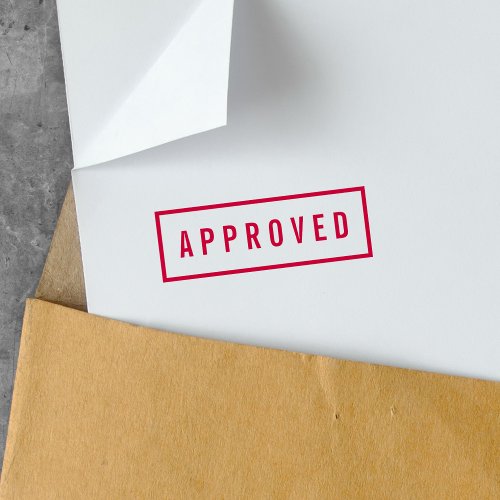 Simple Border Bold Red Approved Self_inking Stamp