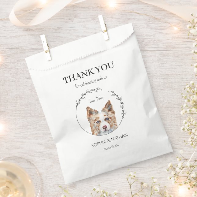 Simple Border Collie Wedding Thank You Favor Bag (Clipped)