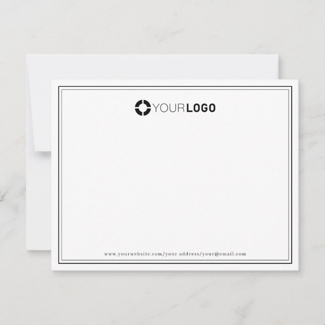 Simple border company logo personalized Stationery Note Card (Front)