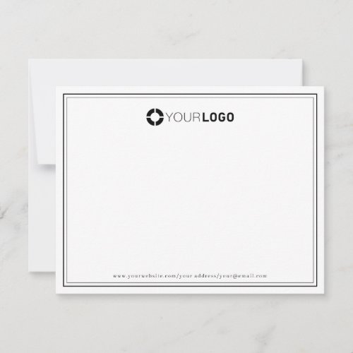 Simple border company logo personalized Stationery Note Card