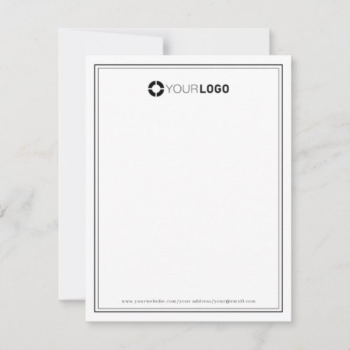 Simple border company logo personalized Stationery Note Card
