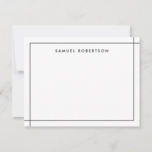 Simple Border Corner Square Black and White Note Card