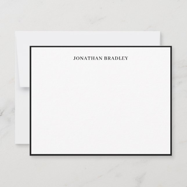 Simple Border Elegant Typography Note Card (Front)