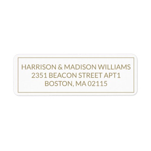 Simple Border gold white Return Address  Label