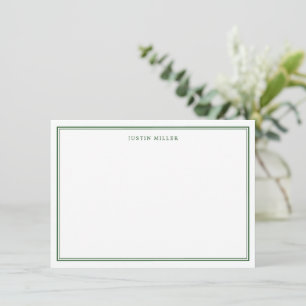 Simple Border Green Medium Personalized Note Card