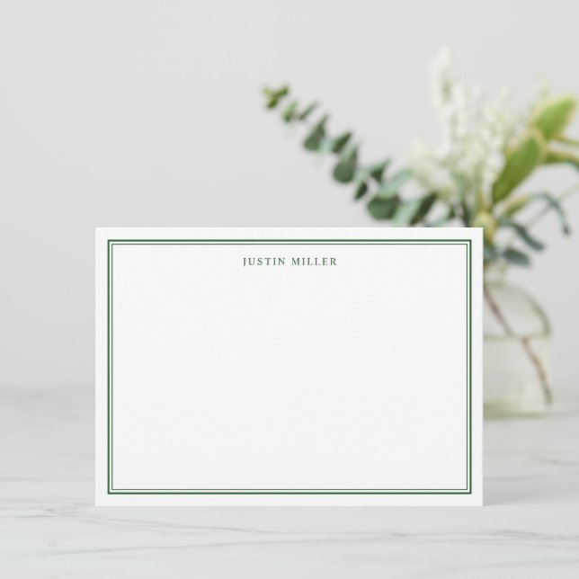 Simple Border Green Medium Personalized Note Card (Standing Front)