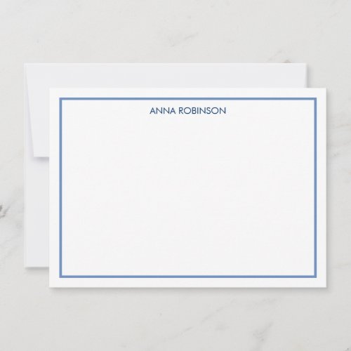 Simple Border in Blue Flat Note Card