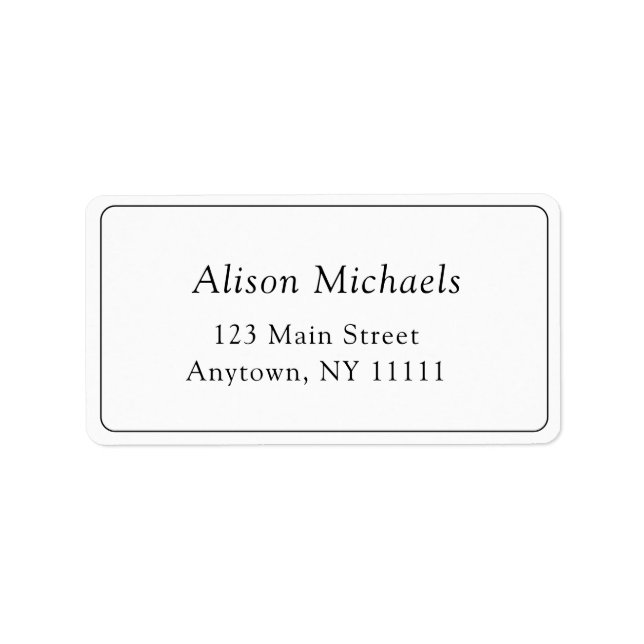 Simple Border Minimalist Return Address Label (Front)