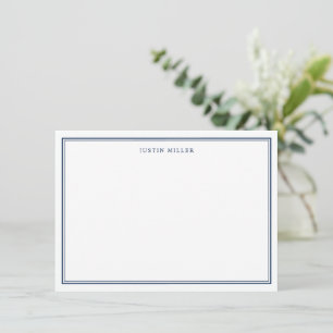 Simple Border Navy Blue, Medium Personalized Note Card