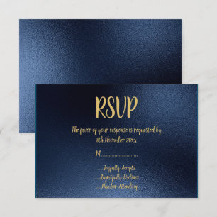 Simple Border Navy Gold All Occassion RSVP Invitation