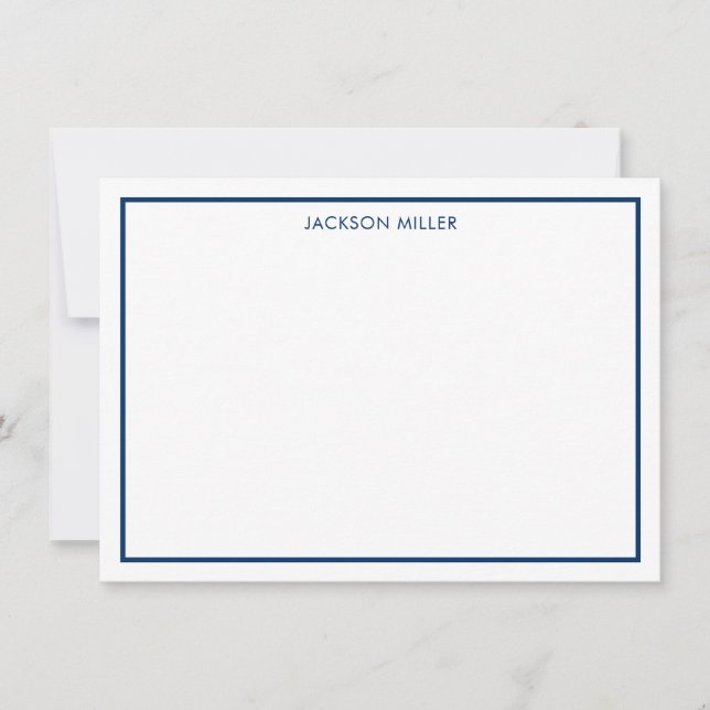 Simple Border Navy Thank You Card (Front)