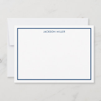 Simple Border Navy Thank You Card