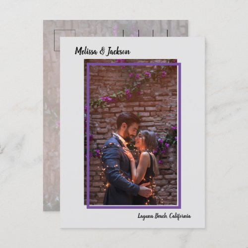 Simple Border Overlay Photo Wedding Save the Date Announcement Postcard