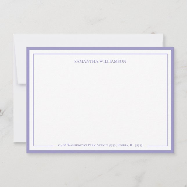 Simple Border Personalized Note Card Stationary (Front)