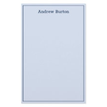 Simple Border Personalized Stationery Paper | Blue