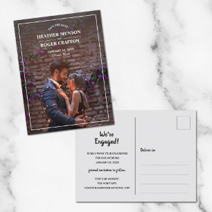 Simple Border Photo Wedding Save the Date Announcement Postcard