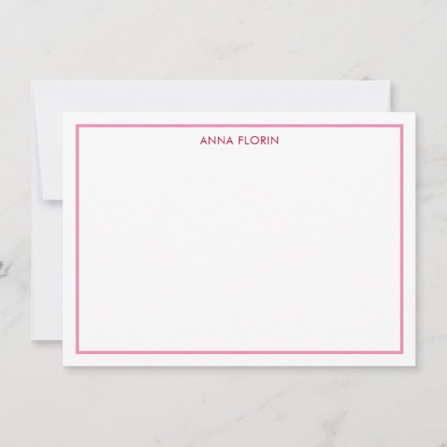 Simple Border Pink Note Card (Front)