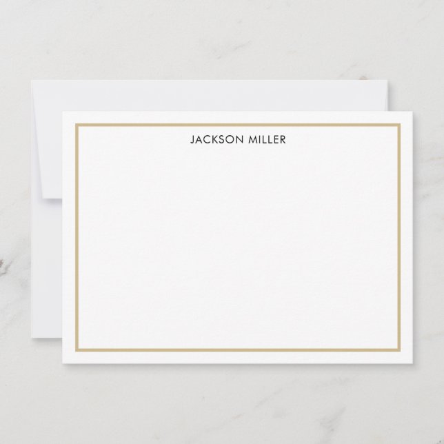 Simple Border Vintage Gold Note Card (Front)