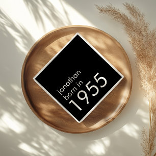 Simple Born in 1955 Black 70th Birthday Party Napkins