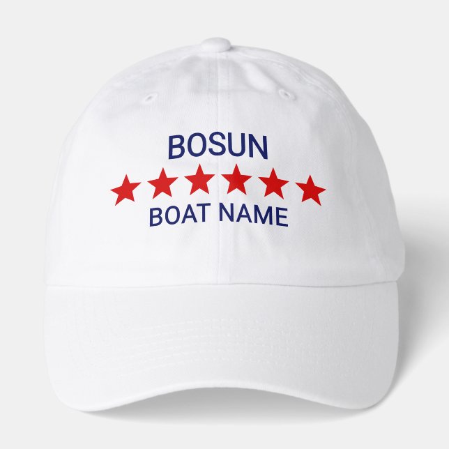 Simple Bosun Boat Name With Stars DIY Colors Hat (Front)