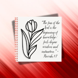 Simple Botanical Black and White Bible Verse   Notebook