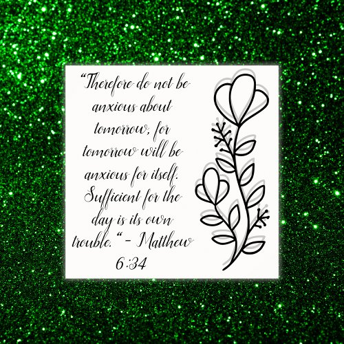 Simple Botanical Black and White Bible Verse  Poster